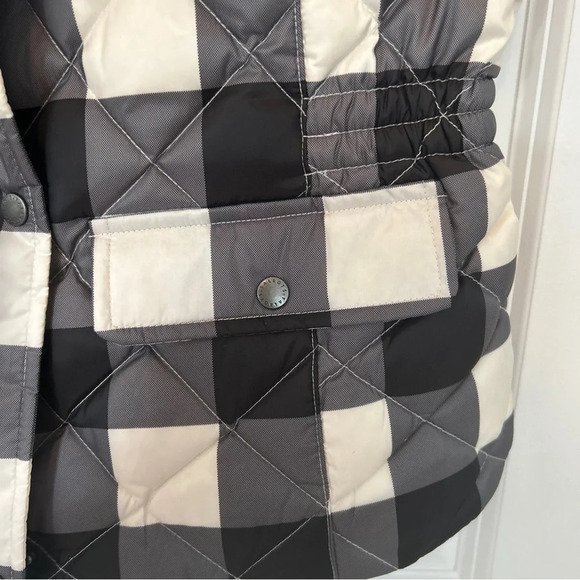 Talbots Petite quilted down puffer vest size small petite black cream checked - Picture 4 of 7